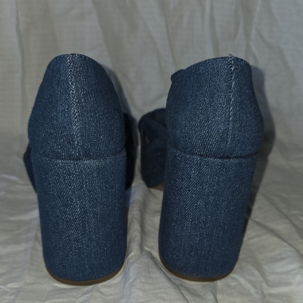 (J36) A.N.A. Blue Denium Wedge Heel Shoes with Textured Design - Picture 7 of 10